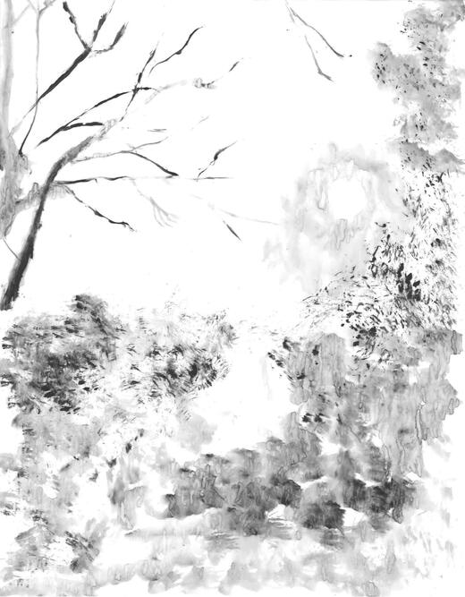 hazy night, ink on tracing paper, 14 x 11 inches, 2022