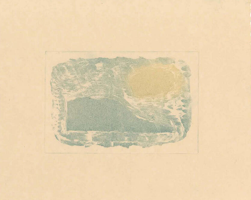 oval moon, aquatint with à la poupée inking, 8 x 10 inches, 2022